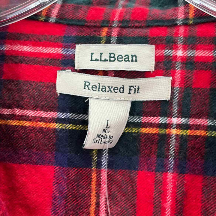 Size L LL BEAN Red Print Shirt