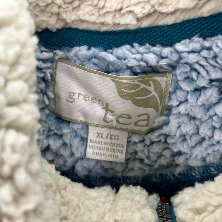 Size XL GREEN TEA Multi-Color Fleece Jacket