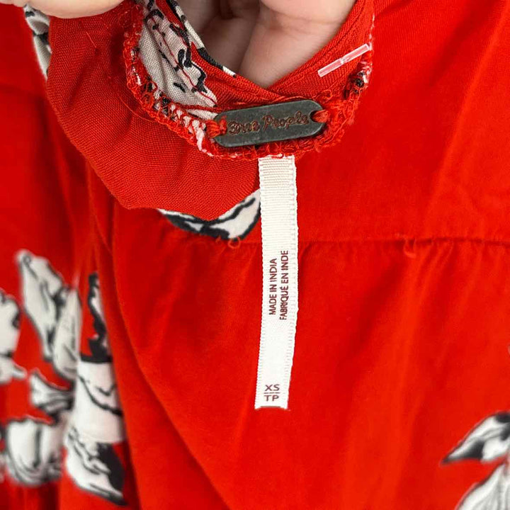 Size XS FREE PEOPLE Red Print Dress