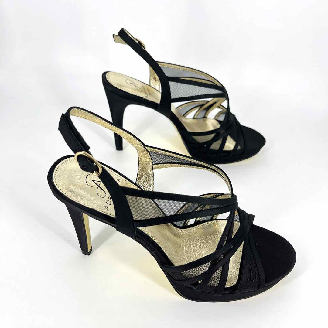 Shoe Size 8 Adrianna Papell Black Satin Mesh Heels