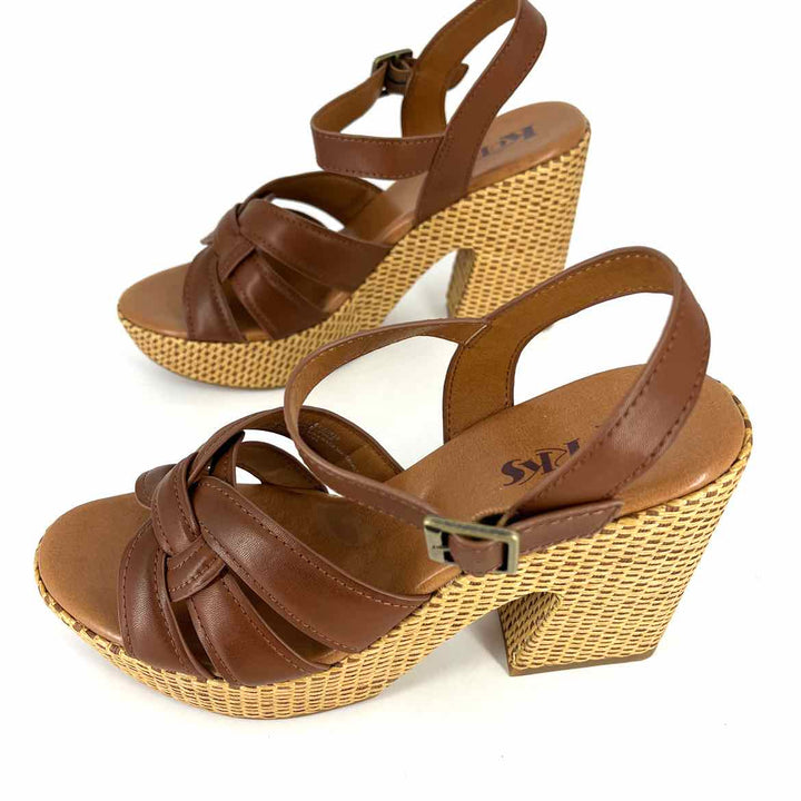 Shoe Size 10 KORKS Brown Faux Leather Sandals