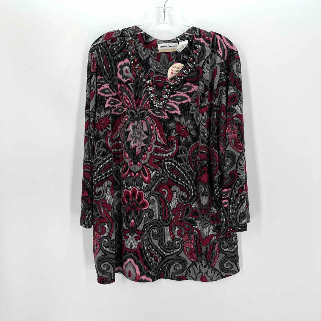 Size 2X ALFRED DUNNER gray print Shirt