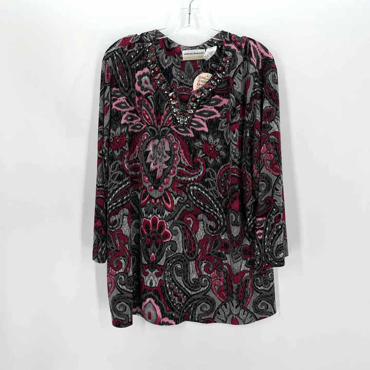 Size 2X ALFRED DUNNER gray print Shirt
