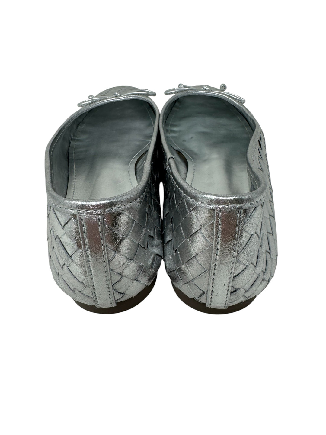 Shoe Size 10 SCHUTZ Silver Leather Flats
