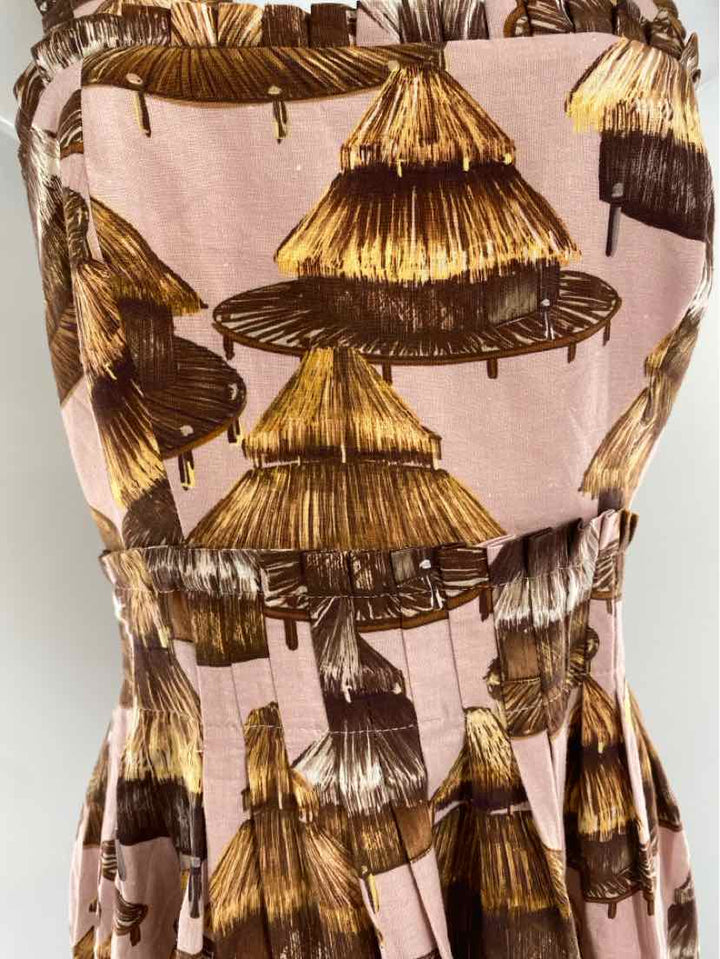 Size M FARM RIO Brown Print Dress
