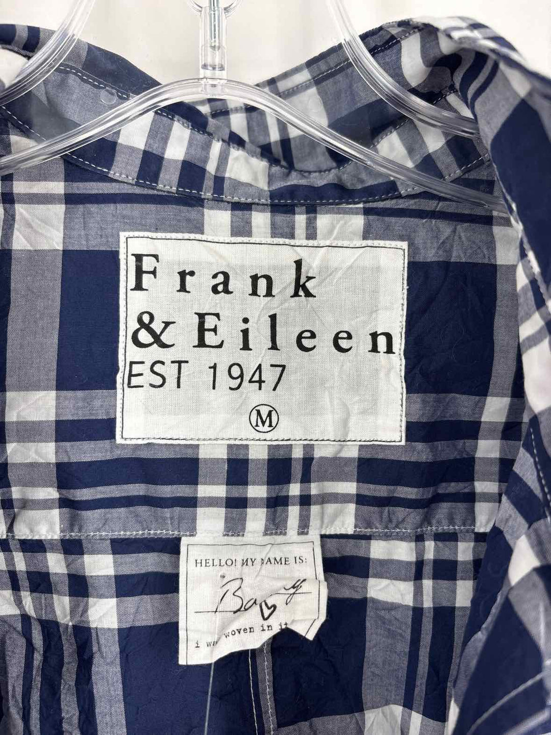 Size M FRANK & EILEEN Navy Print Shirt