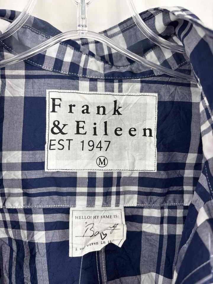 Size M FRANK & EILEEN Navy Print Shirt