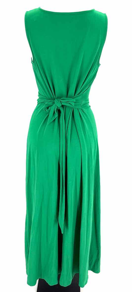 Size M LAND END Green Cotton Dress