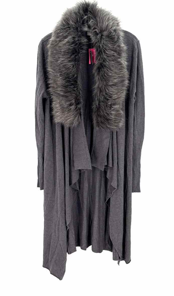 Size S Gray Knit Faux Fur Sweater