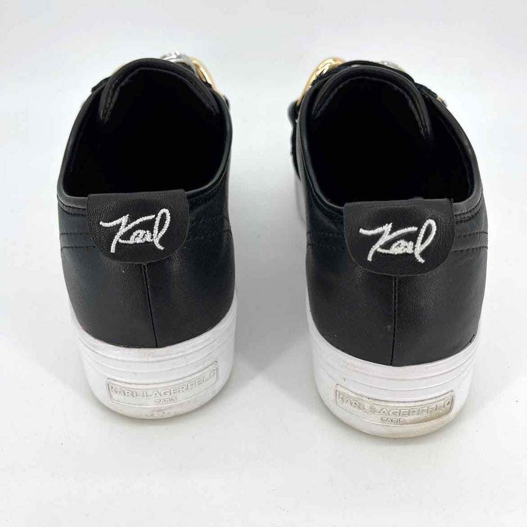 Shoe Size 8 KARL LAGERFELD Black Leather Sneakers