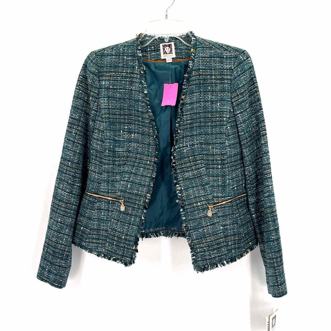 Size 4 Anne Klein Green Tweed Sweater