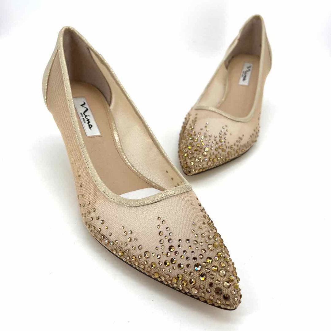 Shoe Size 10 Nina Gold Mesh Pumps