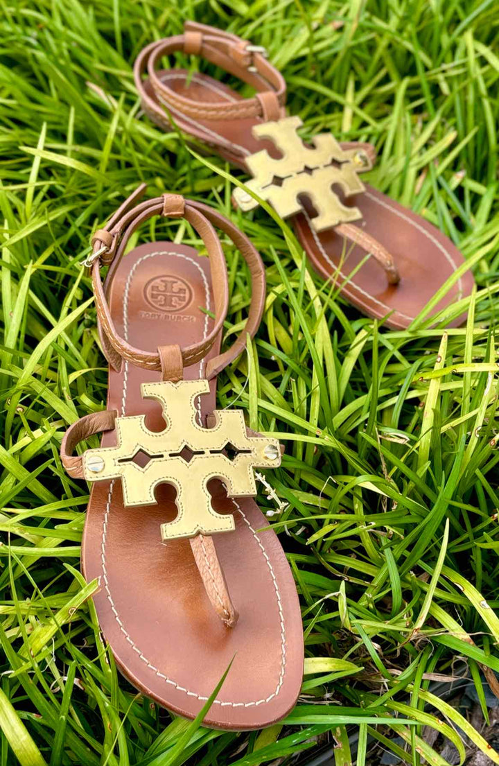 Shoe Size 8.5 Tory Burch Gold Leather Sandals