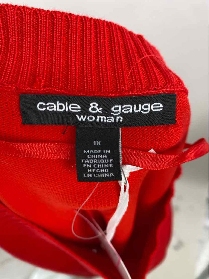 Size 1X CABLE & GAUGE Red Sweater