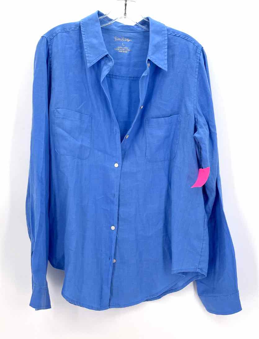 Size L Lilly Pulitzer Blue Linen Shirt