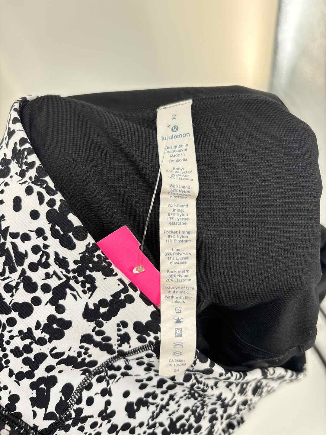 Size 2 Lululemon Black/White Shorts