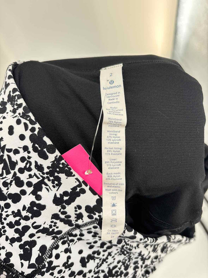 Size 2 Lululemon Black/White Shorts