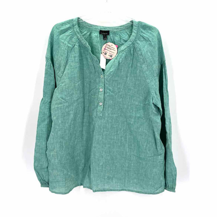 Size L Talbots Green Linen Shirt