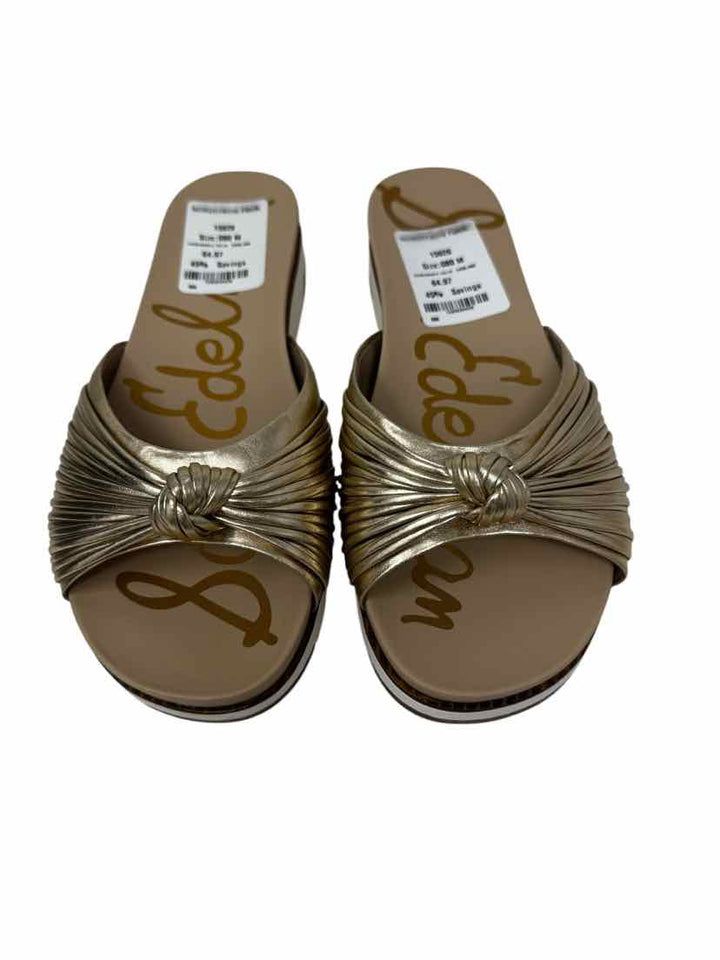 Shoe Size 8 Sam Edeleman Gold Leather Sandals