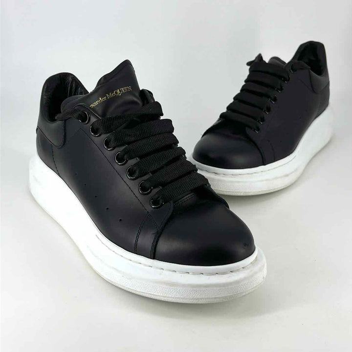 Shoe Size 9.5 Alexander McQueen Black Leather Luxury - Sneakers