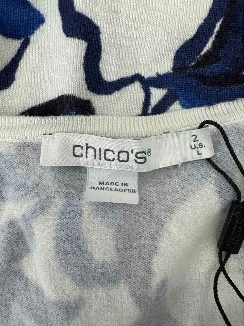 Size L Chico's Blue Print Sweater