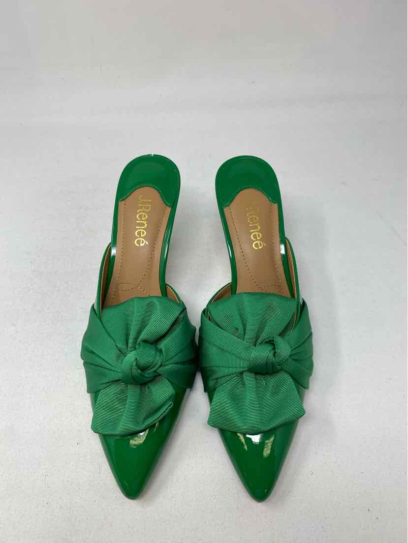 Shoe Size 7.5 J RENEE Green Sateen Pumps