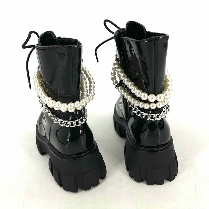 Shoe Size 8W Black PATENT Faux Leather Boots