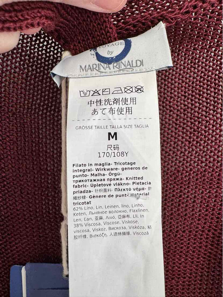 Size M MARINA RINALDI Burgundy Knit Cardigan