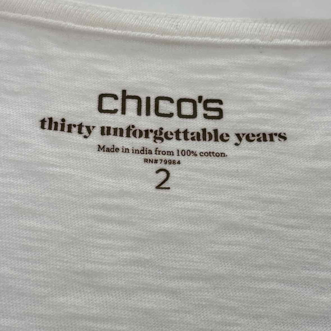 Size 2 Chico's White Sequined Shirt