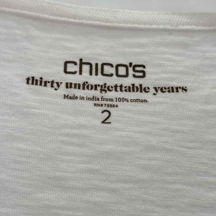 Size 2 Chico's White Sequined Shirt