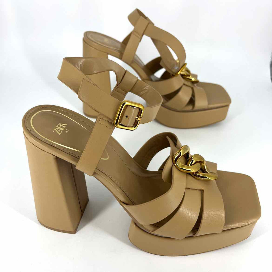 Shoe Size 41 ZARA Tan Faux Leather Sandals