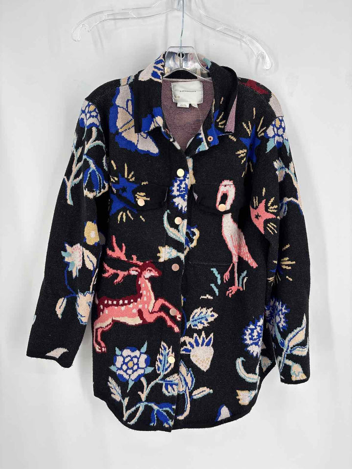 Size M Anthropologie Black Print Sweater