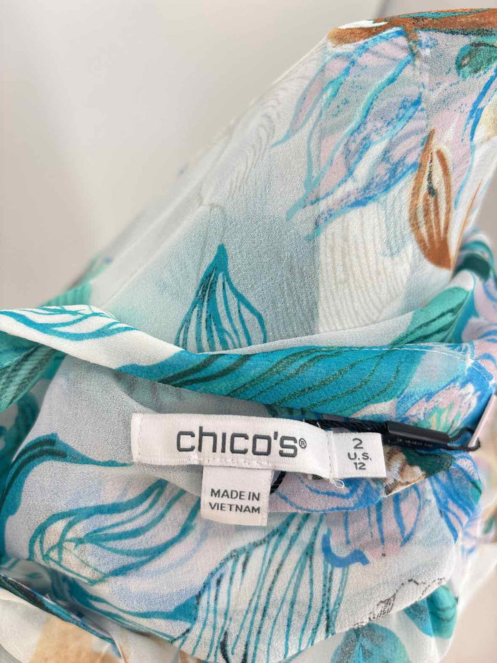 Size 12 Chico's Blue Print Shirt