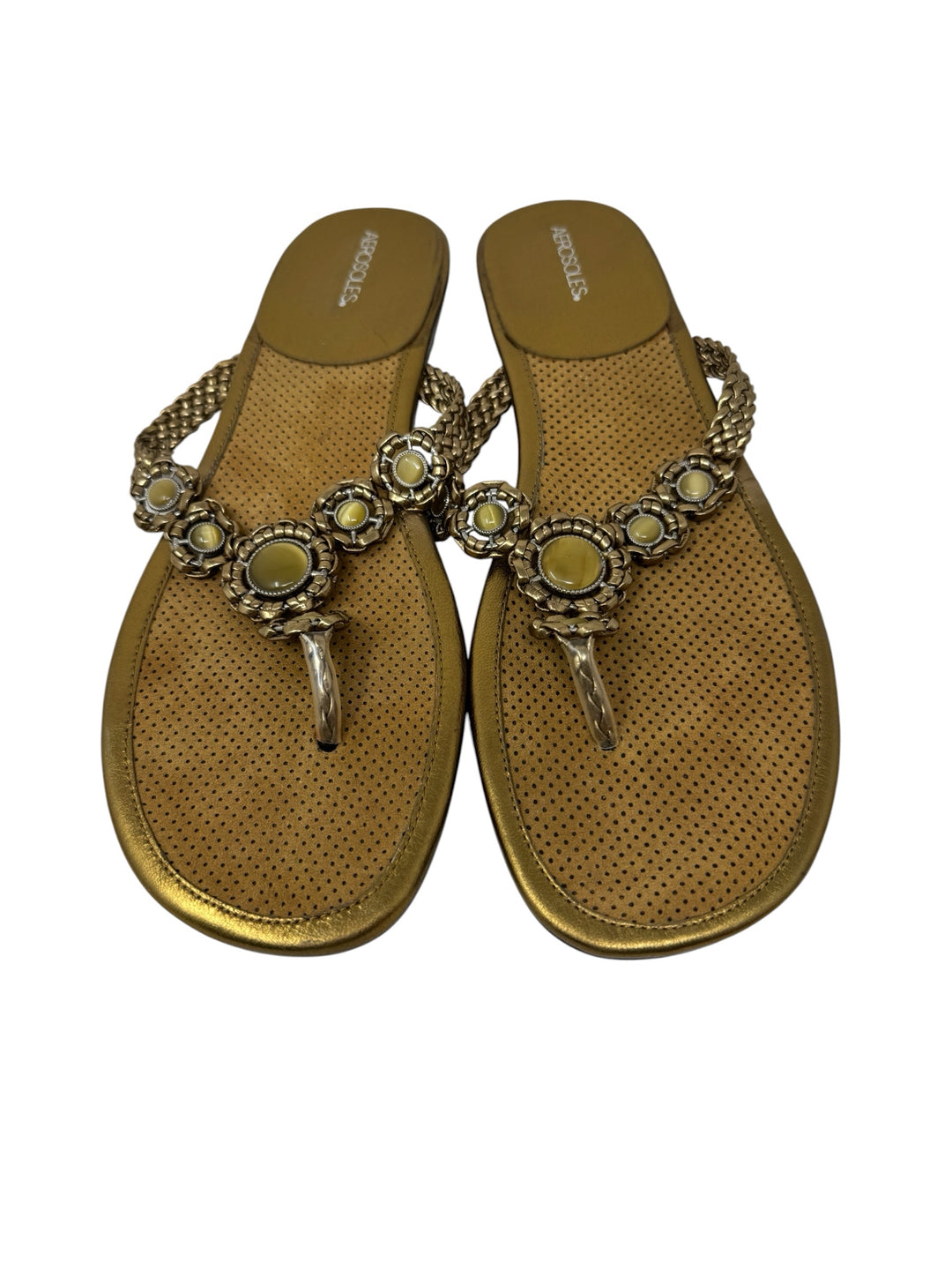 Shoe Size 9 AEROSOLES Gold Leather Sandals