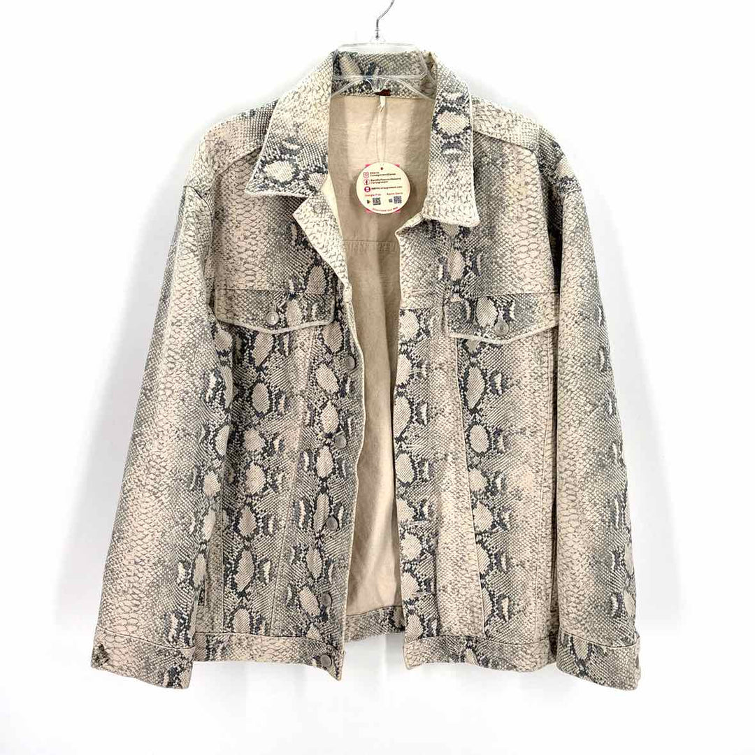 Size L FREE PEOPLE Cream Denim Jacket