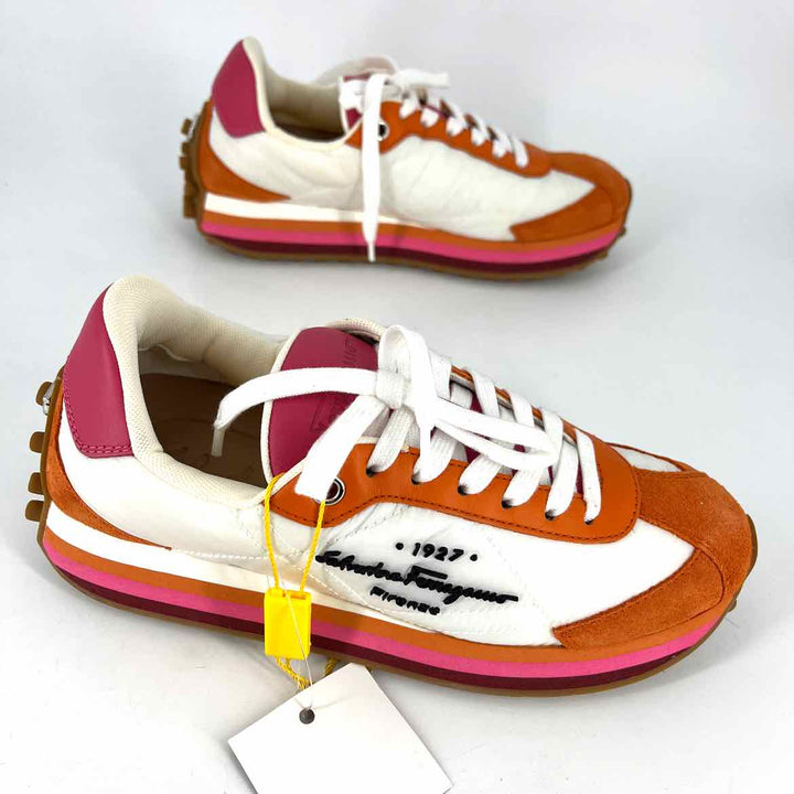 Shoe Size 5.5 FERRAGAMO Multi-Color Suede Nylon Sneakers