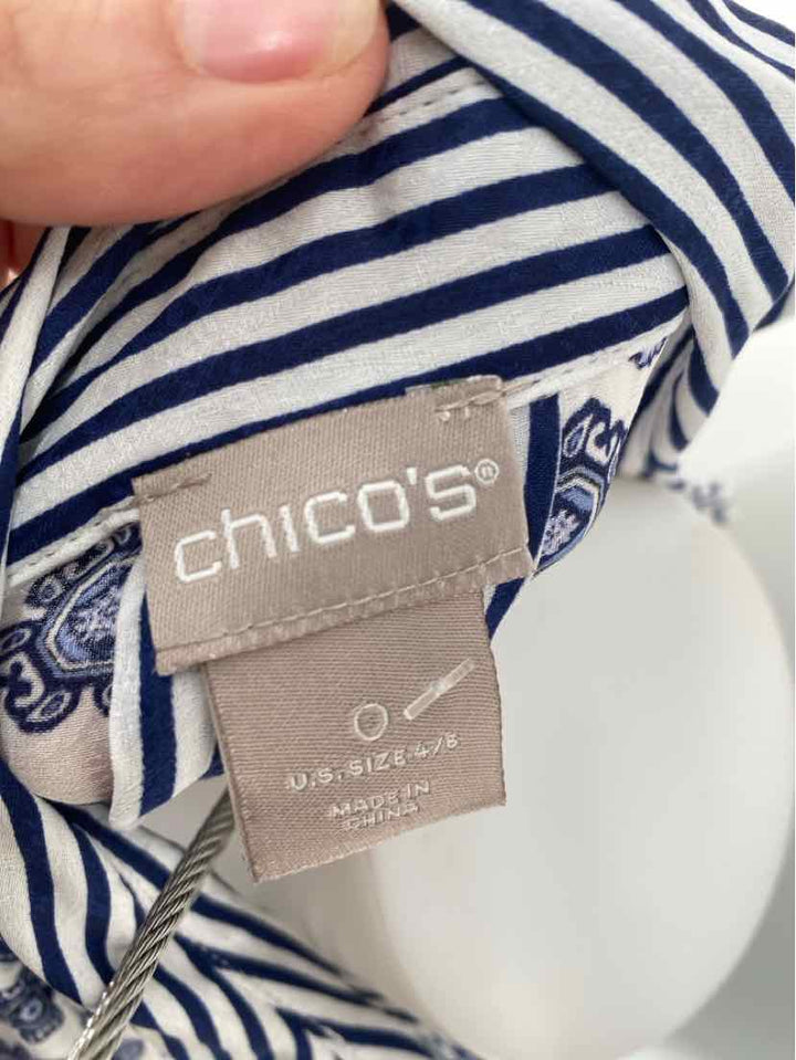 Size 4 Chico's Blue Print Shirt