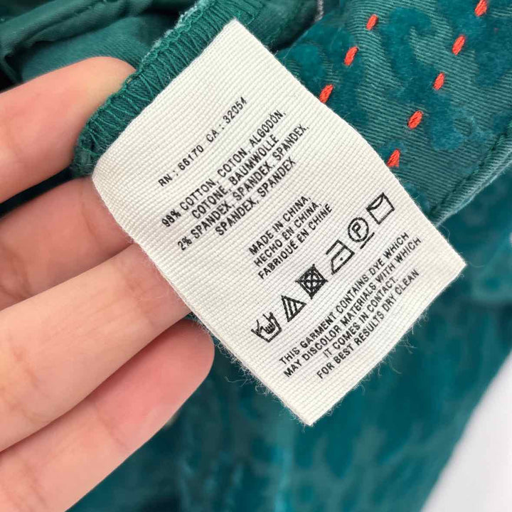Size 4 Anthropologie Teal Velvet Pants