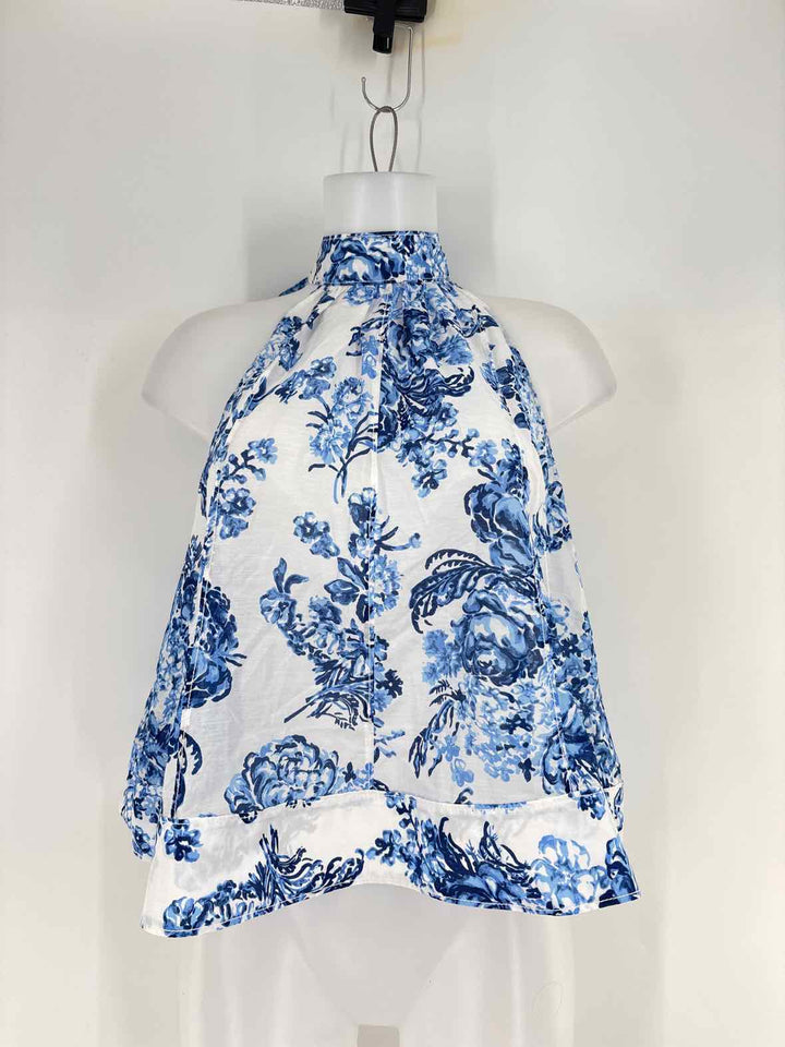 Size M CINQ DE SEPT Blue Print Shirt