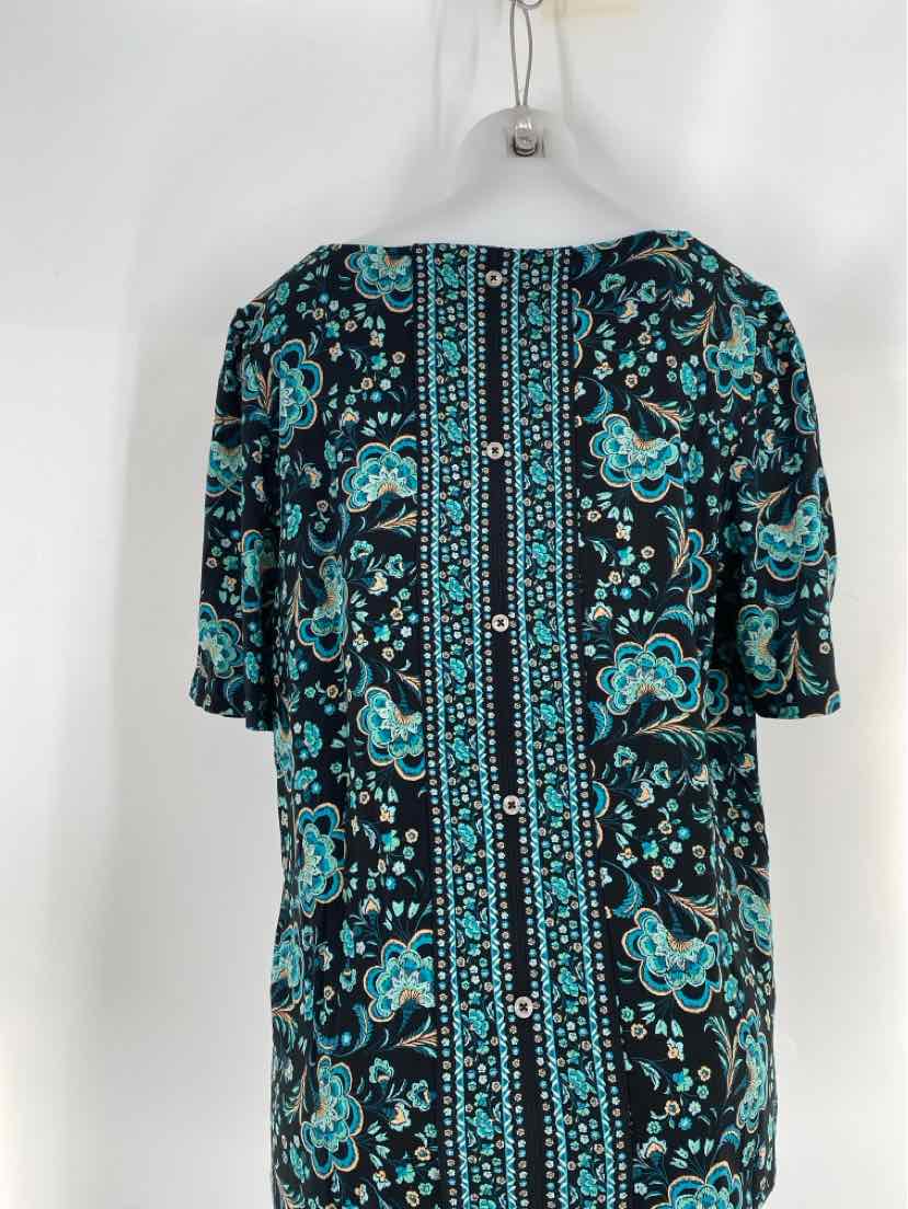 Size L J JILL Black Print Shirt