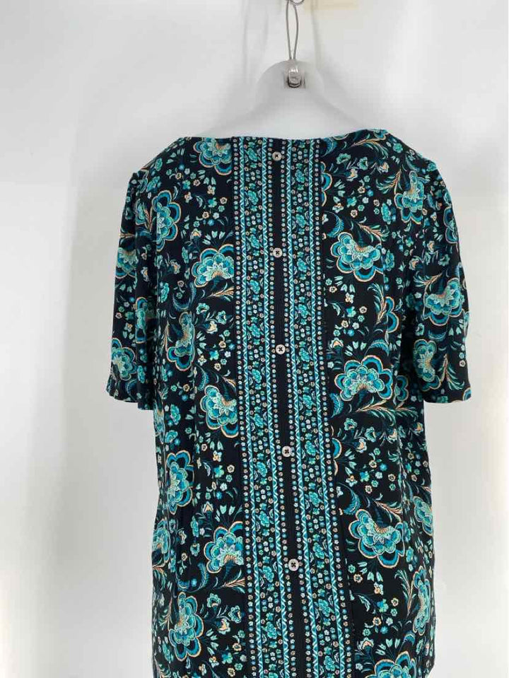 Size L J JILL Black Print Shirt