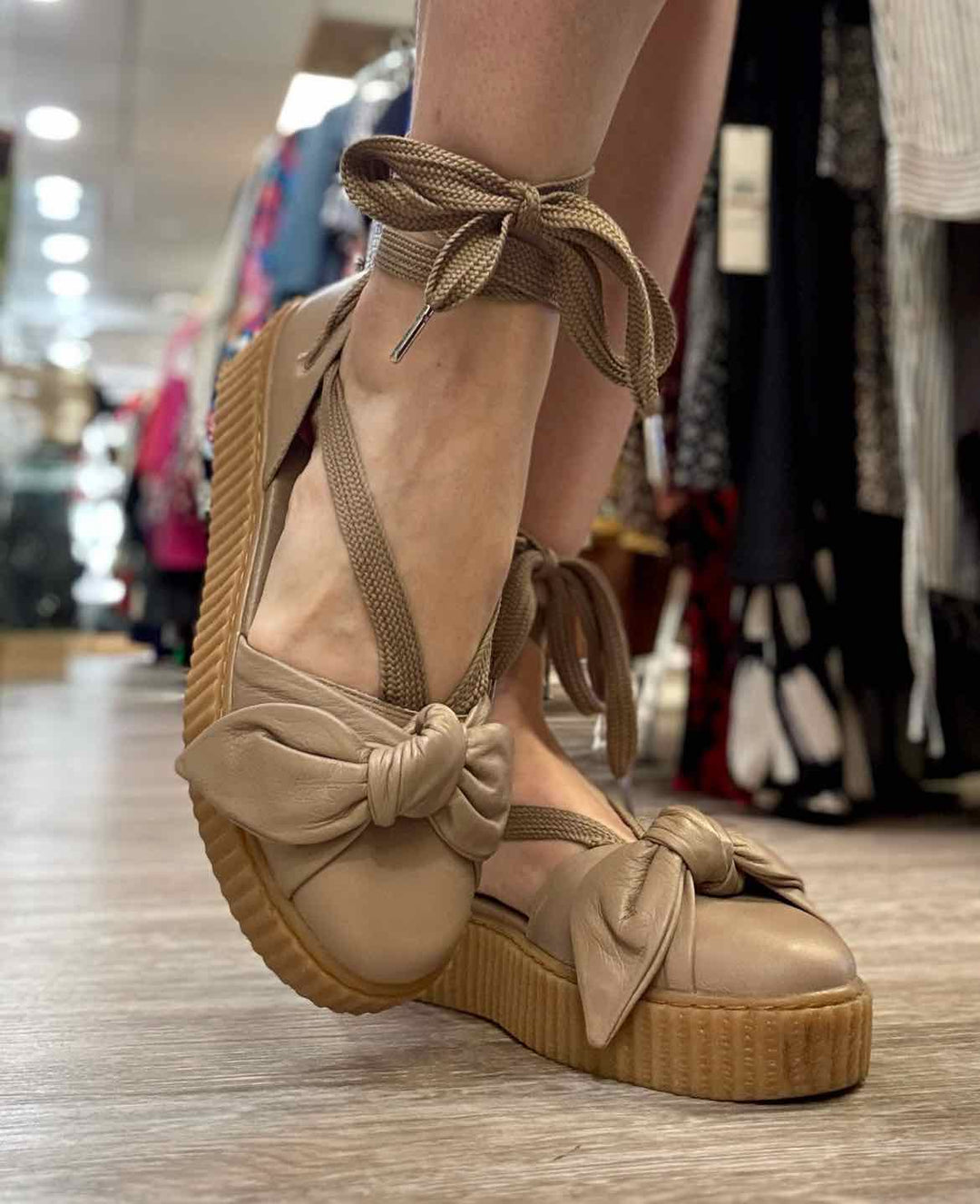 Shoe Size 9.5 Puma Taupe Leather Sandals
