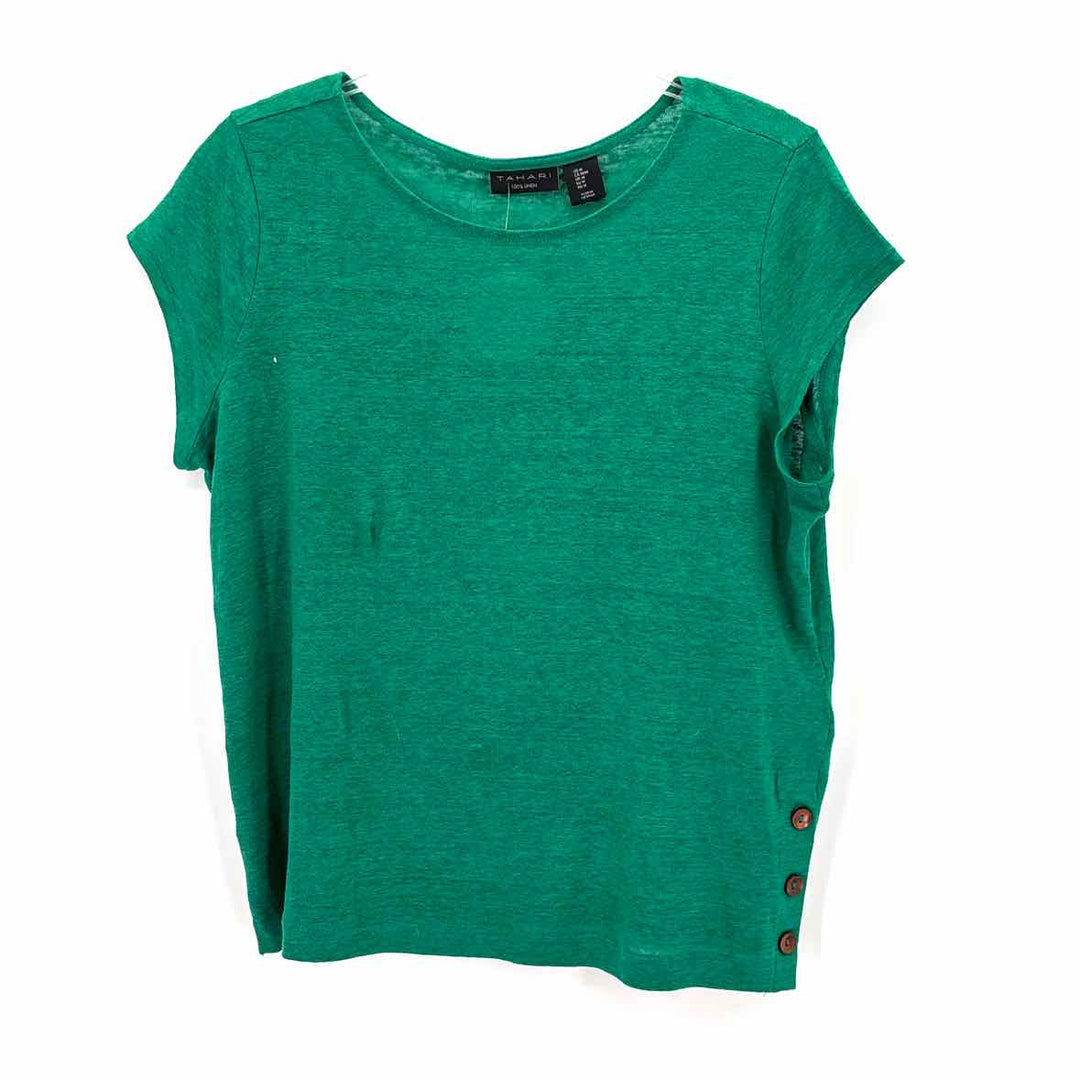 Size M TAHARI Green Linen Shirt