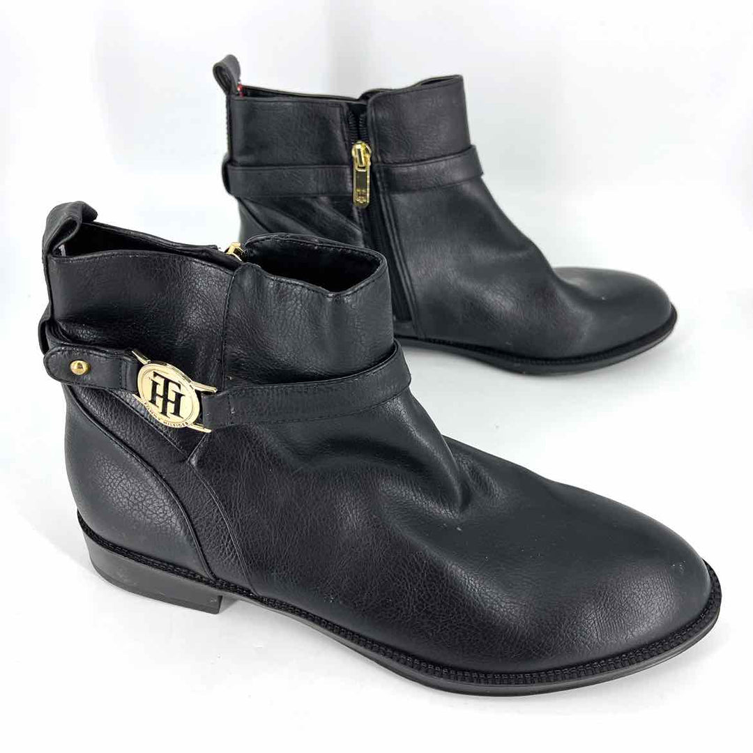 Shoe Size 10 TOMMY HILFIGER Black Leather Boots
