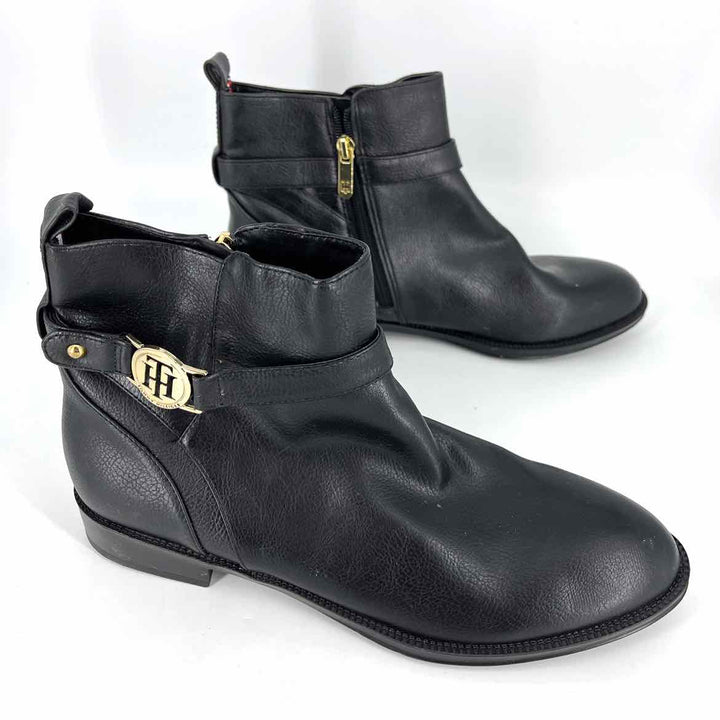 Shoe Size 10 TOMMY HILFIGER Black Leather Boots