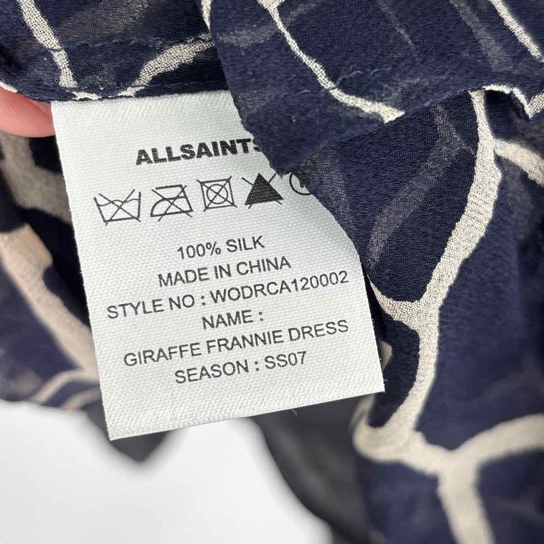 Size 4 ALL SAINTS Navy Print Dress