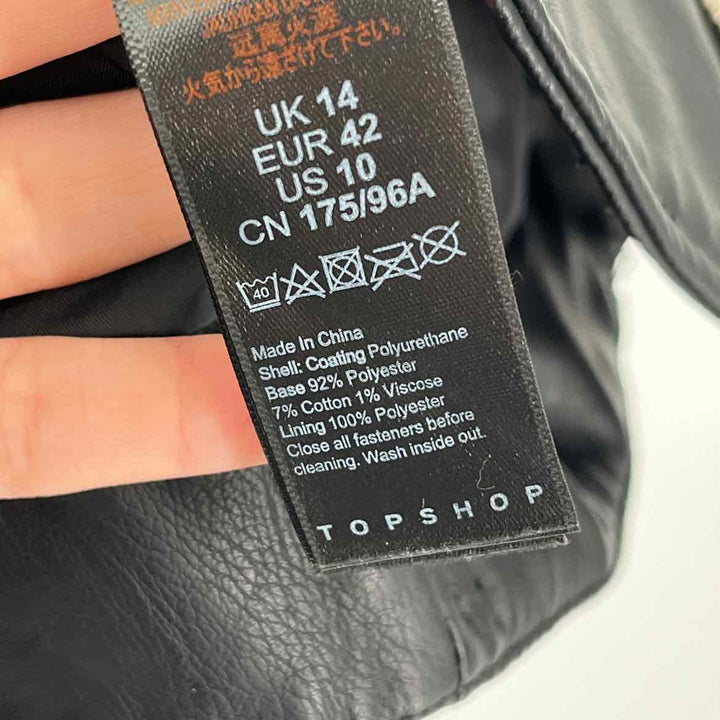 Size 10 TOPSHOP Black Faux Leather Jacket