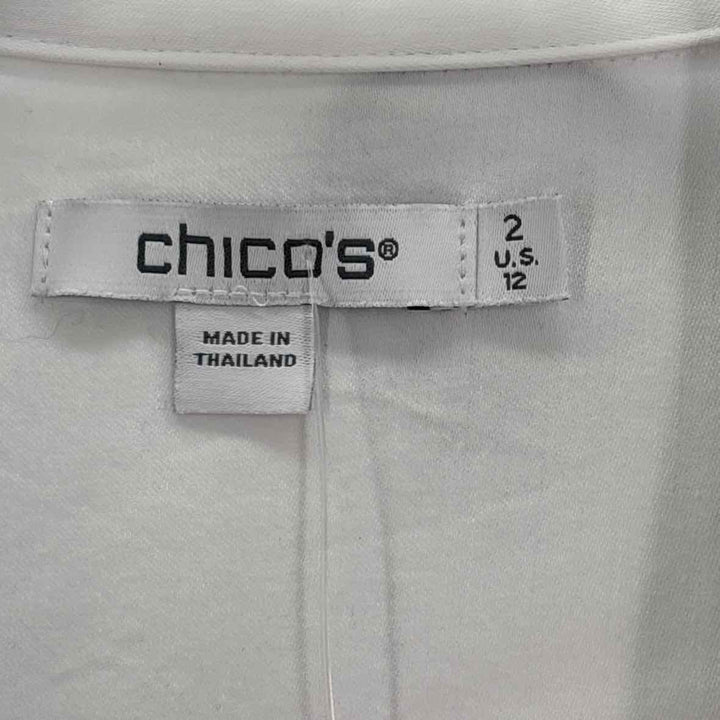 Size 12 Chico's White Print Shirt