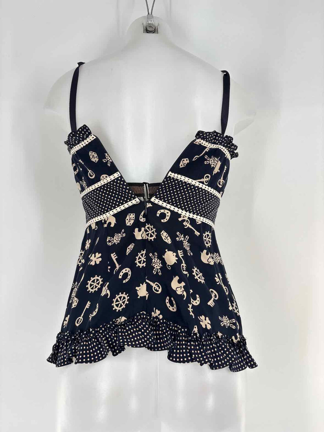 Size S NANETTE LEPORE Navy Print Shirt