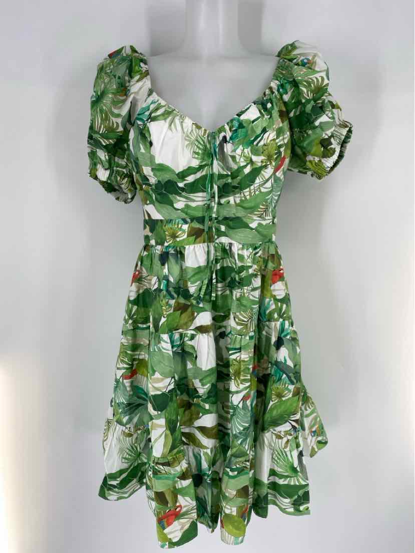Size 6 ANTONIO MELANI Green Print Dress